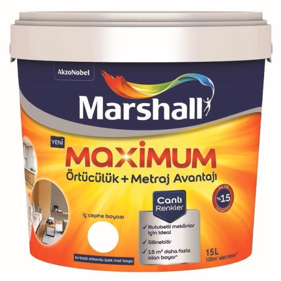 Marshall Boya - Maximum Silikonlu İpek Mat - İç Cephe İpeksi Mat Duvar Boyası