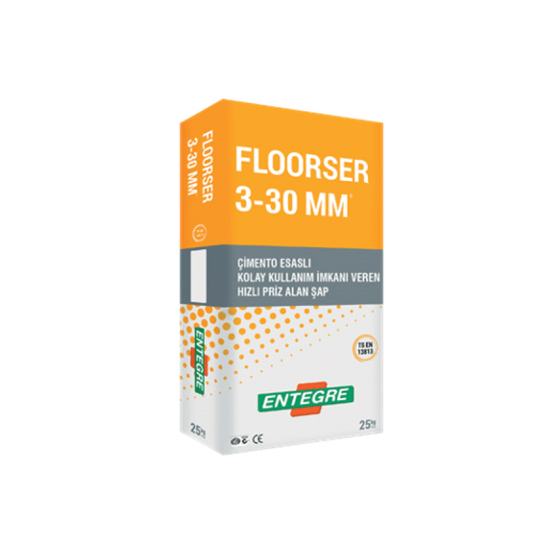 Entegre - Floorser (3-30mm) - Çimento Esaslı Hazır Kendiliğinden Yayılabilen Erken Priz alan Tesviye Şapı