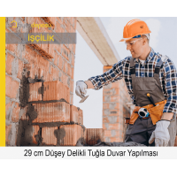 290 mm Kalınlığında AB Sınıfı Düşey Delikli Tuğlalarla Duvar Örülmesi Malzeme Hariç İşçilik Fiyatı