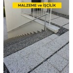 Mermer agregalı betondan yapılmış hazır, teçhizatlı, düz merdiven basamağı temini ve yerine montajı (her türlü yüzey işlemli) (Malzeme Dahil)