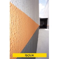 Beyaz çimentolu, fugalı, yüzeyi pürüzlü mermer pirinçli suni taş sıva (taraklı mozaik) yapılması (Malzeme Hariç) (İşçilik)