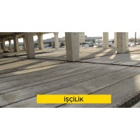 12 cm kalınlığında önyapımlı, öngerilmeli, boşluklu, taşıyıcı beton döşeme elemanları ile döşeme yapılması. (Malzeme Hariç) (İşçilik)