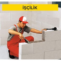 10 cm kalınlığındaki techizatsız gazbeton duvar blokları ile duvar yapılması (gazbeton tutkalı ile) (2,50 N/mm² ve 400 kg/m³) (Malzeme Hariç) (İşçilik)