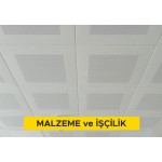 30x30cm ebadında 0,50mm kalınlığında minimum 20 mikron elektrostatik toz boyalı (polyester esaslı) arka yüzü akustik kumaş kaplı delikli alüminyum plakadan (EN AW 3000 serisi) oturmalı sistem asma tavan yapılması (Malzeme Dahil) 30x30cm ebadında 0,50mm kalınlığında minimum 20 mikron elektrostatik toz boyalı (polyester esaslı) arka yüzü akustik kumaş kaplı delikli alüminyum plakadan (EN AW 3000 serisi) oturmalı sistem asma tavan yapılması (Malzeme Dahil)