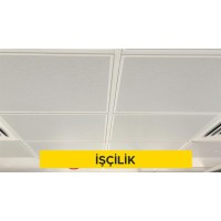 30X30cm ebadında 0,50mm kalınlığında minimum 20 mikron elektrostatik toz boyalı (polyester esaslı) arka yüzü akustik kumaş kaplı delikli alüminyum plakadan (EN AW 3000 serisi) sarkmalı sistem asma tavan yapılması (Malzeme Hariç) (İşçilik) 30X30cm ebadında 0,50mm kalınlığında minimum 20 mikron elektrostatik toz boyalı (polyester esaslı) arka yüzü akustik kumaş kaplı delikli alüminyum plakadan (EN AW 3000 serisi) sarkmalı sistem asma tavan yapılması (Malzeme Hariç) (İşçilik)