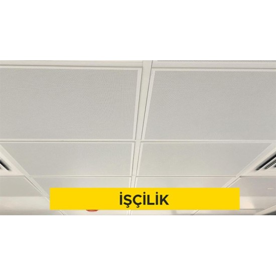 30X30cm ebadında 0,50mm kalınlığında minimum 20 mikron elektrostatik toz boyalı (polyester esaslı) arka yüzü akustik kumaş kaplı delikli alüminyum plakadan (EN AW 3000 serisi) sarkmalı sistem asma tavan yapılması (Malzeme Hariç) (İşçilik) 30X30cm ebadında 0,50mm kalınlığında minimum 20 mikron elektrostatik toz boyalı (polyester esaslı) arka yüzü akustik kumaş kaplı delikli alüminyum plakadan (EN AW 3000 serisi) sarkmalı sistem asma tavan yapılması (Malzeme Hariç) (İşçilik)