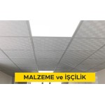 60 x 60 cm ebatlarında sert PVC den yapılmış her renk ve desende asma tavan karoları ile asma tavan yapılması (Malzeme Dahil)