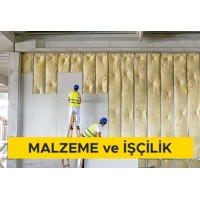 Alçı levhalar ile çift iskeletli bölme duvar yapılması (Duvar C 75 profil - 60 cm aks aralığı) (her iki yüzünde iki kat 12,5 mm su emme oranı azaltılmış, yangına dayanımı artırılmış alçı levha ile) (Malzeme Dahil) Alçı levhalar ile çift iskeletli bölme duvar yapılması (Duvar C 75 profil - 60 cm aks aralığı) (her iki yüzünde iki kat 12,5 mm su emme oranı azaltılmış, yangına dayanımı artırılmış alçı levha ile) (Malzeme Dahil)