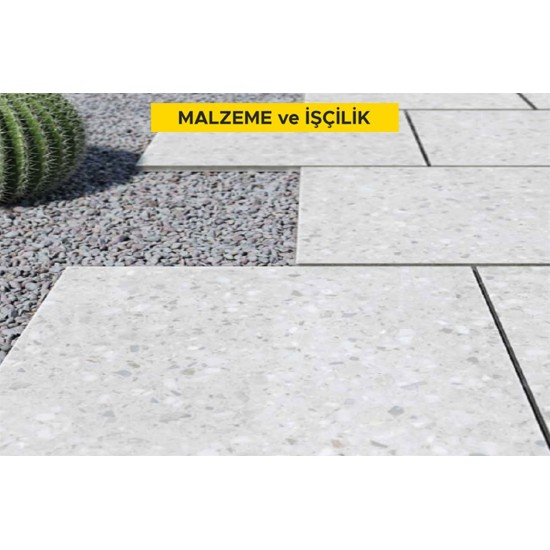 Mermer agregalı terrazo karo ile dış mekan döşeme kaplaması yapılması (Kırılma Dayanımı Şartları (Sınıf 3) Eğilme dayanımı minimum 4,0 Mpa Aşınma direnç sınıfı (4-I), Yüzey alanı ? 1600 cm², her türlü yüzey işlemli) (Malzeme Dahil) Mermer agregalı terrazo karo ile dış mekan döşeme kaplaması yapılması (Kırılma Dayanımı Şartları (Sınıf 3) Eğilme dayanımı minimum 4,0 Mpa Aşınma direnç sınıfı (4-I), Yüzey alanı ? 1600 cm², her türlü yüzey işlemli) (Malzeme Dahil)