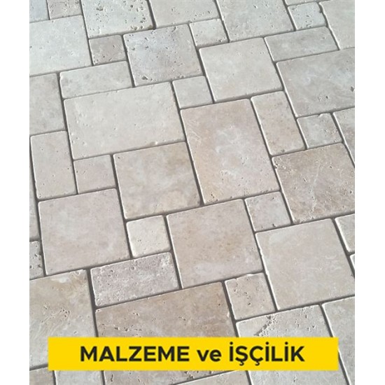 2 cm kalınlığında açık renkli traverten levha ile döşeme kaplaması yapılması (2cmx30-40-50cmxserbest boy) (honlu veya cilalı) (Malzeme Dahil)