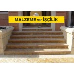 Koyu renkli traverten levha ile merdiven basamağı kaplaması yapılması (basamak 3 cm, rıht 2 cm kalınlığında) (honlu ve cilalı hariç her türlü yüzey işlemli) (Malzeme Dahil) Koyu renkli traverten levha ile merdiven basamağı kaplaması yapılması (basamak 3 cm, rıht 2 cm kalınlığında) (honlu ve cilalı hariç her türlü yüzey işlemli) (Malzeme Dahil)