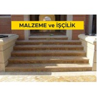 Koyu renkli traverten levha ile merdiven basamağı kaplaması yapılması (basamak 3 cm, rıht 2 cm kalınlığında) (honlu ve cilalı hariç her türlü yüzey işlemli) (Malzeme Dahil) Koyu renkli traverten levha ile merdiven basamağı kaplaması yapılması (basamak 3 cm, rıht 2 cm kalınlığında) (honlu ve cilalı hariç her türlü yüzey işlemli) (Malzeme Dahil)