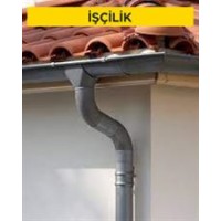 12 no'lu çinko levhadan 80 mm çapında düşey yağmur borusu yapılması ve yerine tespiti. (Malzeme Hariç) (İşçilik)