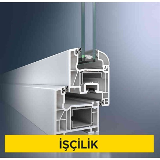 PVC ve alüminyum doğramaya profil ile 4+4 mm kalınlıkta 16 mm ara boşluklu ilk camı ısı kontrol kaplamalı çift camlı pencere ünitesi takılması (Malzeme Hariç) (İşçilik)