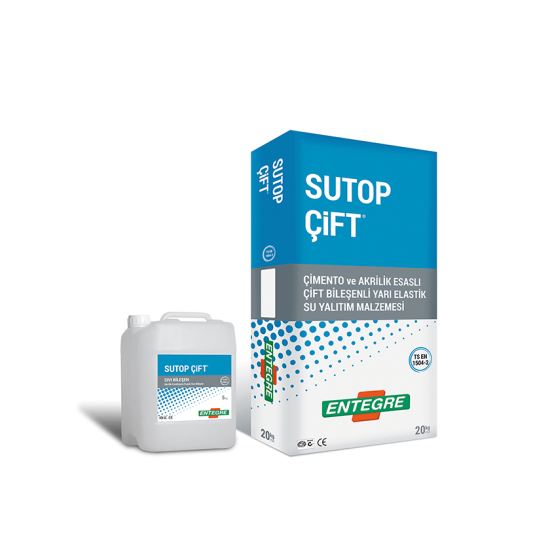 Entegre - Sutop Çift - Çimento ve Akrilik Esaslı Çift Bileşenli Yarı Elastik Su Yalıtım Malzemesi
